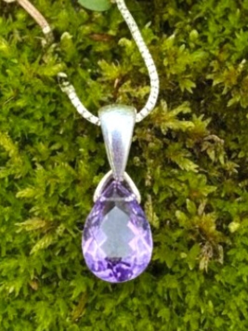 Lab Made Pink Amethyst Pendant Necklace | Sterling Silver | February Birthstone